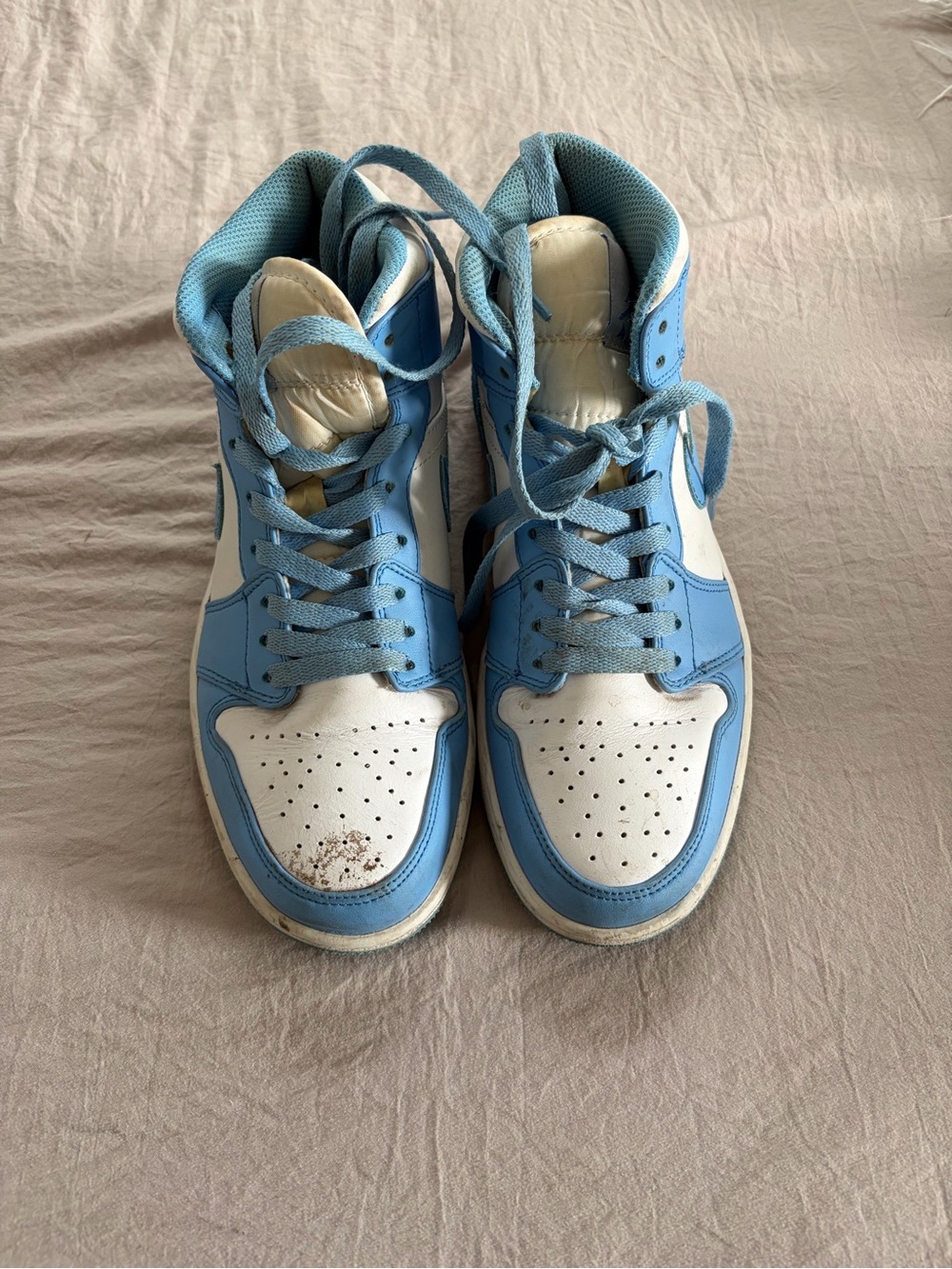 Women’s High-Top Sneakers in Light Blue and White